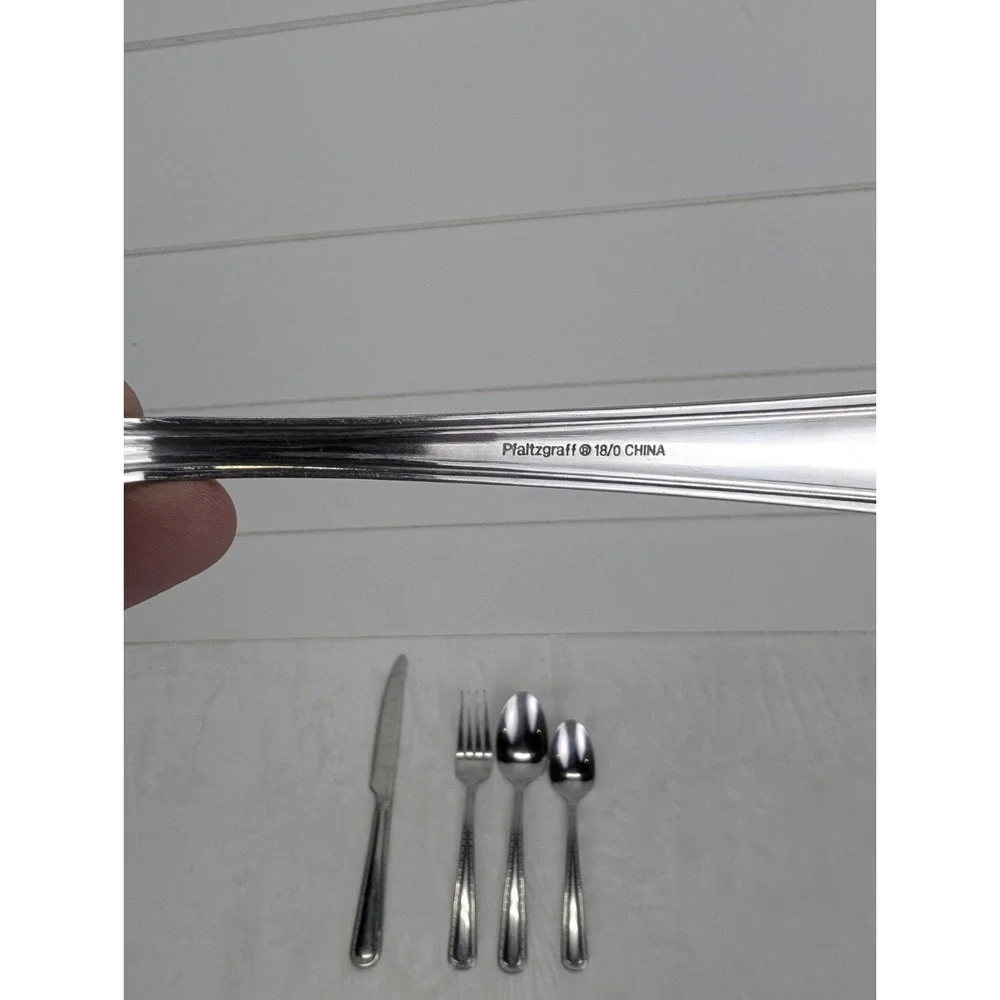 Pfaltzgraff‎ 18/0 Flatware Lot Of Stainless Steel Forks Knives Spoon Dotted